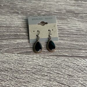 Sterling Silver Black Teardrop Earrings